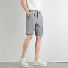 Men's Work Shorts | Pleated Straight-Leg Tailored Closure