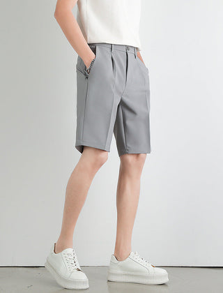 Men's Work Shorts | Pleated Straight-Leg Tailored Closure