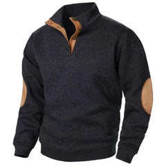 Men's Sweatshirt | V-Neck Knit Elbow Patch Relaxed Fit