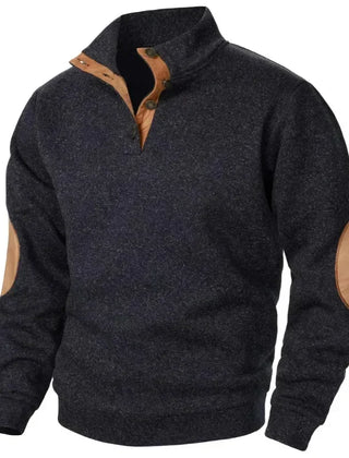 Men's Sweatshirt | V-Neck Knit Elbow Patch Relaxed Fit