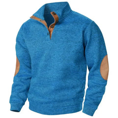 Men's Sweatshirt | V-Neck Knit Elbow Patch Relaxed Fit