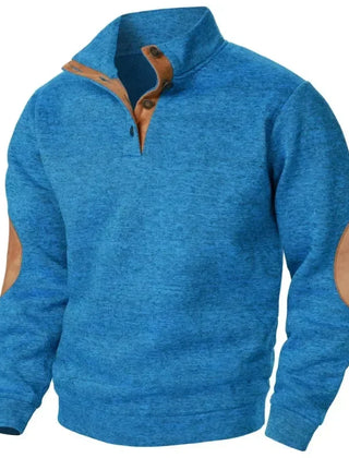 Men's Sweatshirt | V-Neck Knit Elbow Patch Relaxed Fit