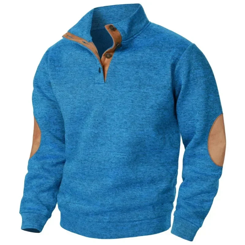 Men's Sweatshirt | V-Neck Knit Elbow Patch Relaxed Fit