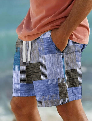 Men's Board Shorts | Patchwork Mid-Waist Drawstring