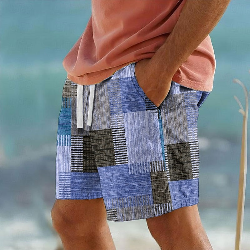 Men's Board Shorts | Patchwork Mid-Waist Drawstring