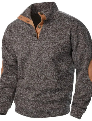 Men's Sweatshirt | V-Neck Knit Elbow Patch Relaxed Fit