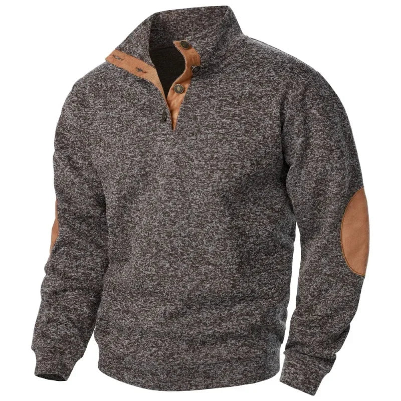 Men's Sweatshirt | V-Neck Knit Elbow Patch Relaxed Fit