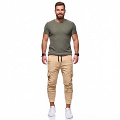 Men's Cargo Pants | Cargo Pockets Drawstring Jogger Cuffed