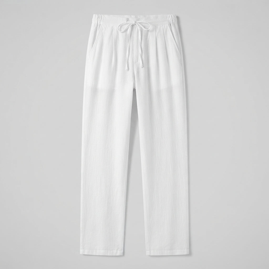Men's Linen Pants | Drawstring Waist Relaxed Fit Full Length