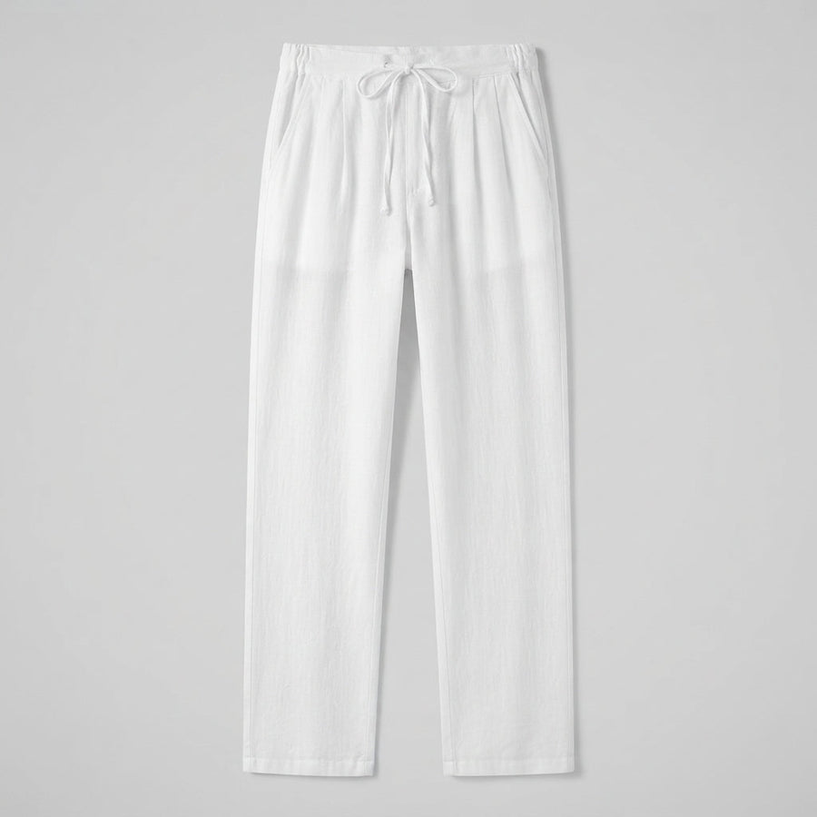 Men's Linen Pants | Drawstring Waist Relaxed Fit Full Length