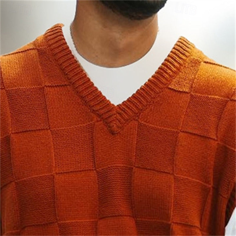 Men's Sweater Vest | V-Neck Knit Textured Regular Fit