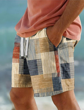 Men's Board Shorts | Patchwork Mid-Waist Drawstring