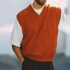 Men's Sweater Vest | V-Neck Knit Textured Regular Fit