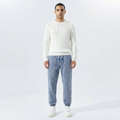 Men's Denim Jogger Jeans | Elastic Waist Tapered Leg Denim