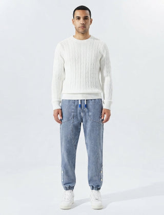 Men's Denim Jogger Jeans | Elastic Waist Tapered Leg Denim
