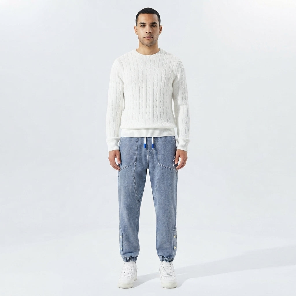Men's Denim Jogger Jeans | Elastic Waist Tapered Leg Denim
