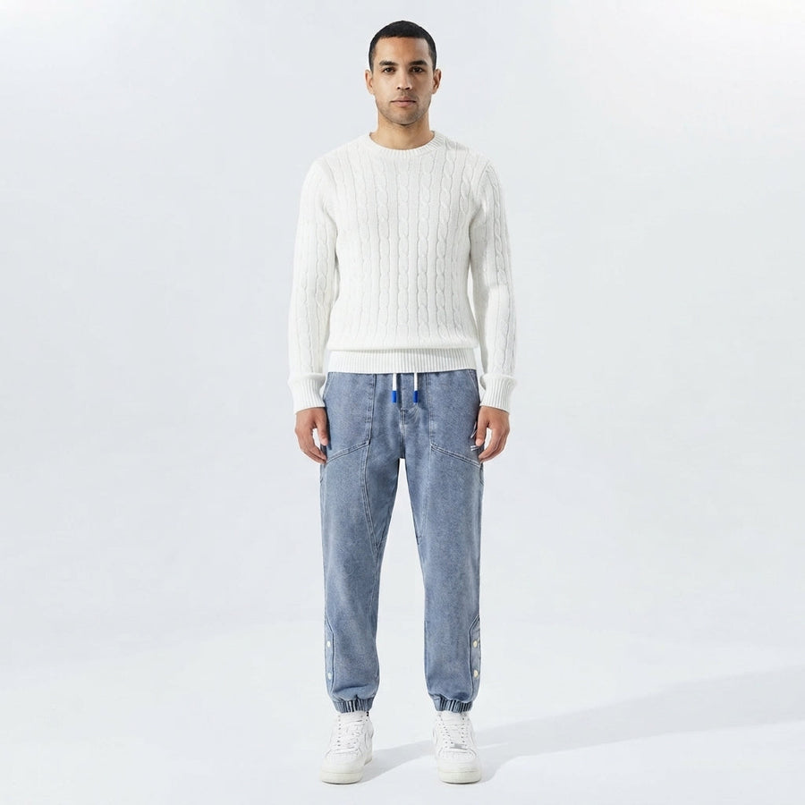 Men's Denim Jogger Jeans | Elastic Waist Tapered Leg Denim