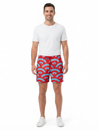 Men's Board Shorts | Geometric Print Drawstring Swim