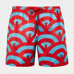 Men's Board Shorts | Geometric Print Drawstring Swim