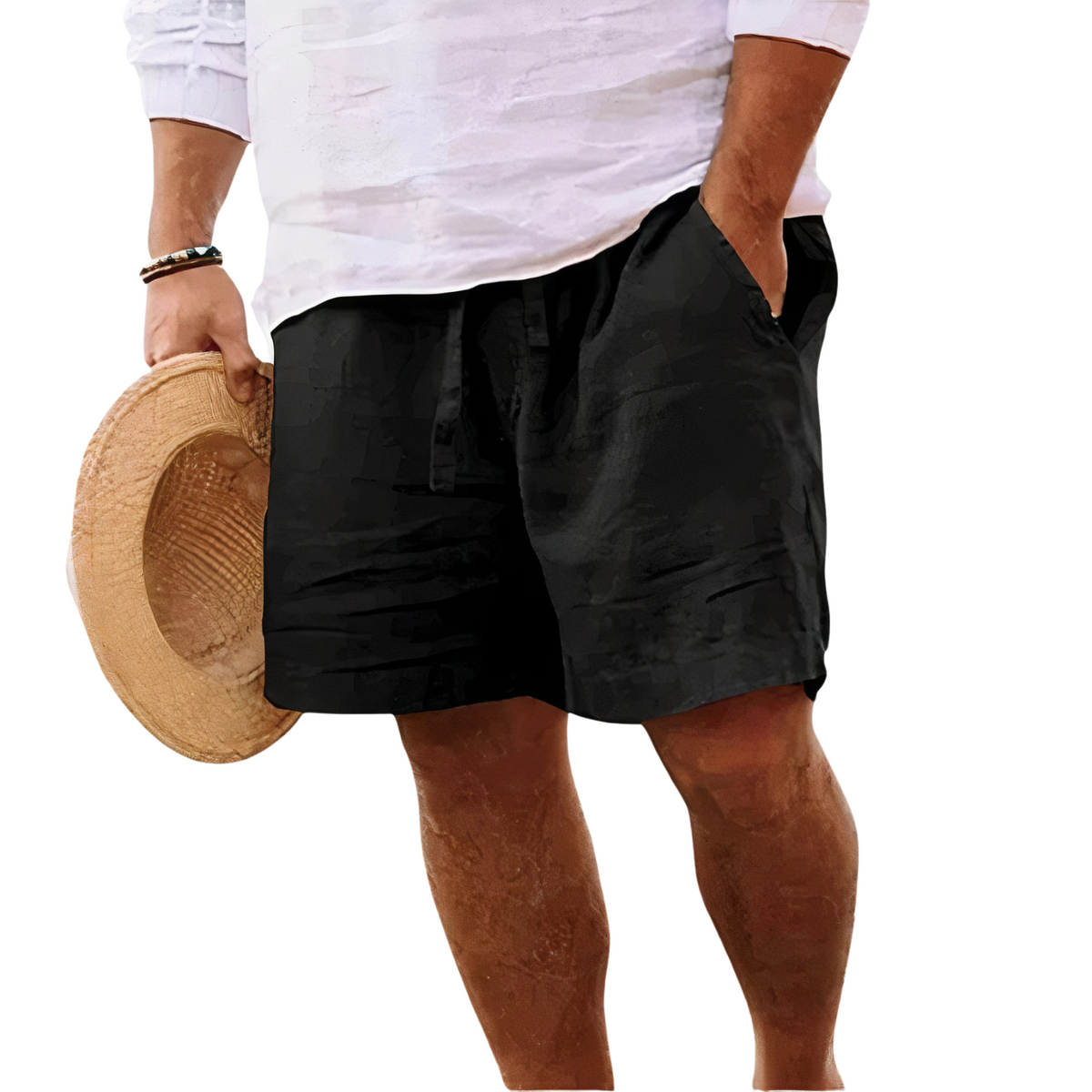 Men's Beach Shorts | Drawstring Waist Linen Relaxed Fit