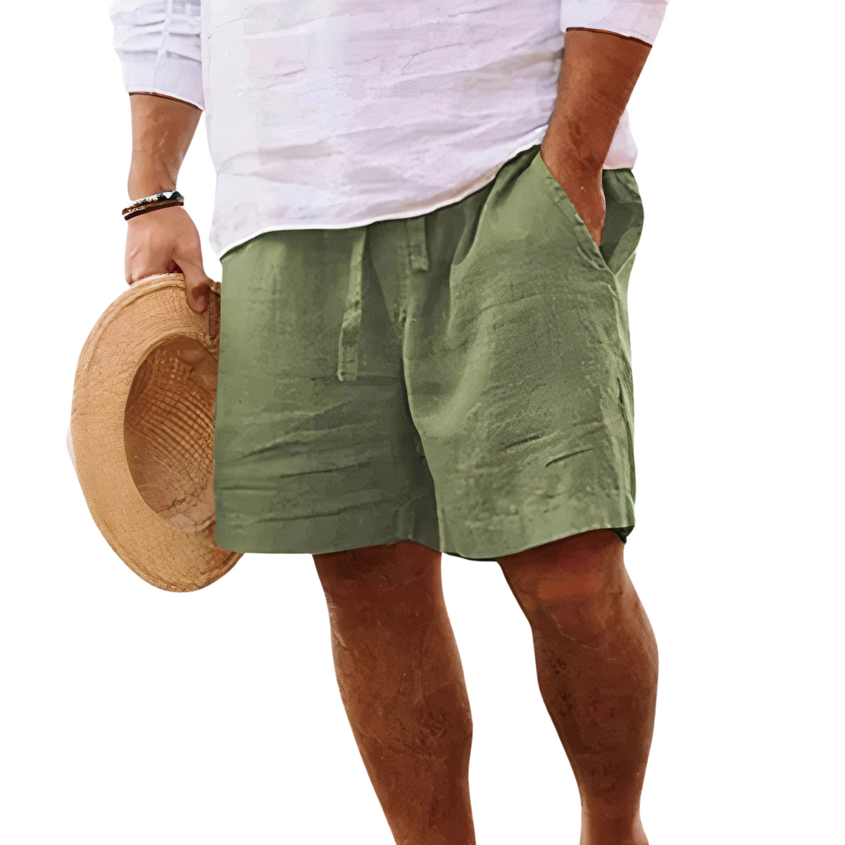 Men's Beach Shorts | Drawstring Waist Linen Relaxed Fit