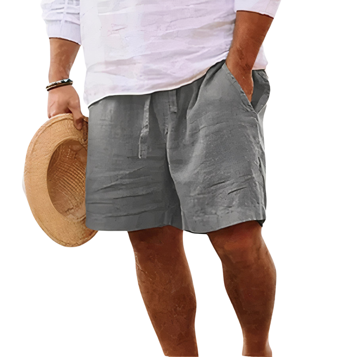 Men's Beach Shorts | Drawstring Waist Linen Relaxed Fit