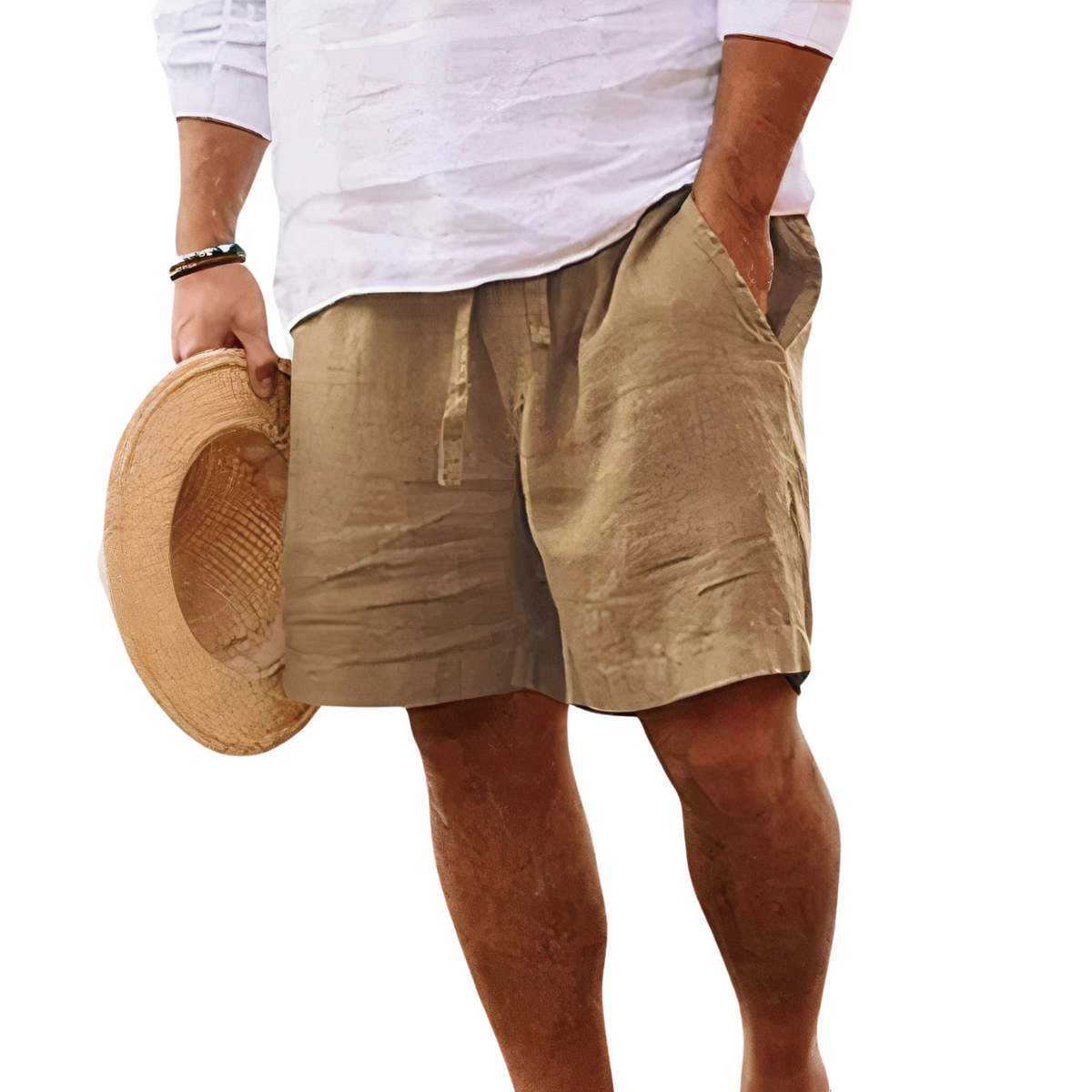 Men's Beach Shorts | Drawstring Waist Linen Relaxed Fit