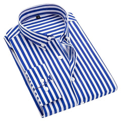 Cotton Striped Shirt Long Sleeve Slim Fit Summer