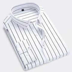 Cotton Striped Shirt Long Sleeve Slim Fit Summer - White