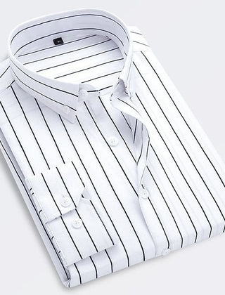 Cotton Striped Shirt Long Sleeve Slim Fit Summer - White