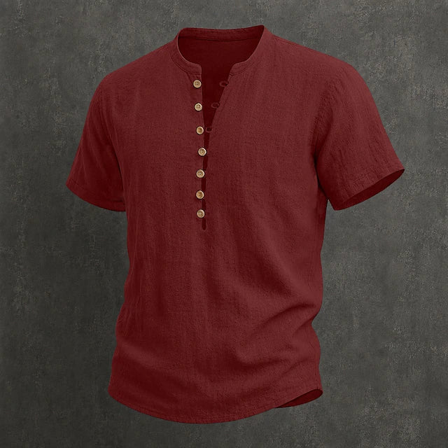 Men's Henley | Short Sleeve Linen Button Placket