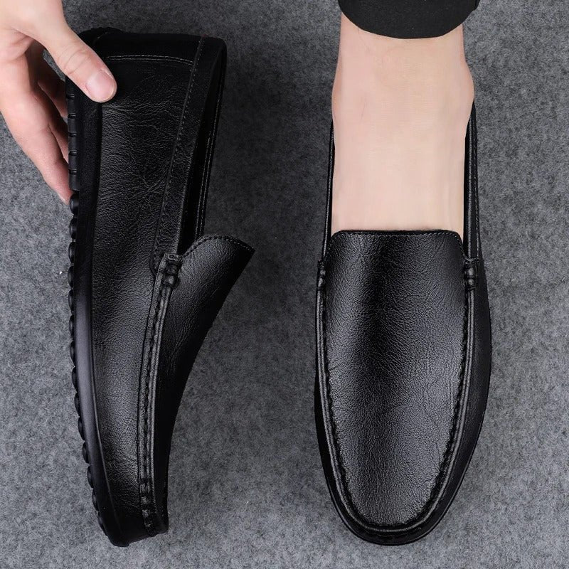 Men's Shoes Loafer | Slip-On Leather Round Toe Rubber Sole