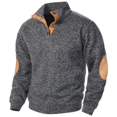 Men's Sweatshirt | V-Neck Knit Elbow Patch Relaxed Fit
