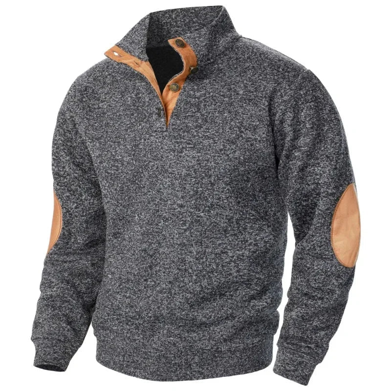 Men's Sweatshirt | V-Neck Knit Elbow Patch Relaxed Fit