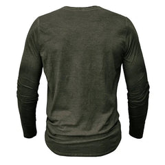 Men's Long Sleeve Henley | Knit Blend Button Neckline Relaxed Fit