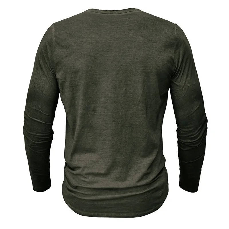 Men's Long Sleeve Henley | Knit Blend Button Neckline Relaxed Fit