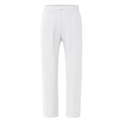 Men's White Linen Slacks | Drawstring Waist Relaxed Straight Leg