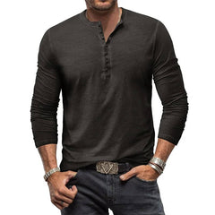 Men's Long Sleeve Henley | Knit Blend Button Neckline Relaxed Fit