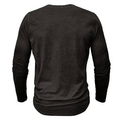 Men's Long Sleeve Henley | Knit Blend Button Neckline Relaxed Fit