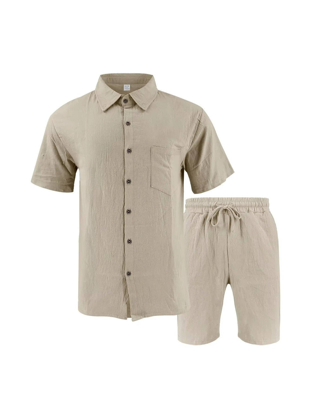 Men's Beach Shorts | Short Sleeve Button-Up Collared Linen