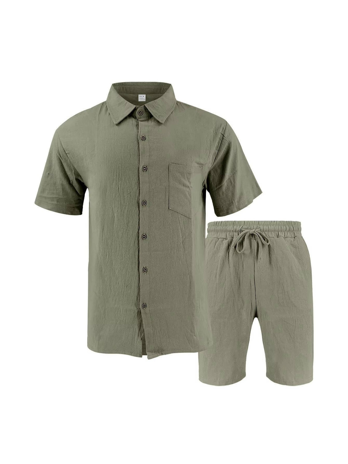 Men's Beach Shorts | Short Sleeve Button-Up Collared Linen