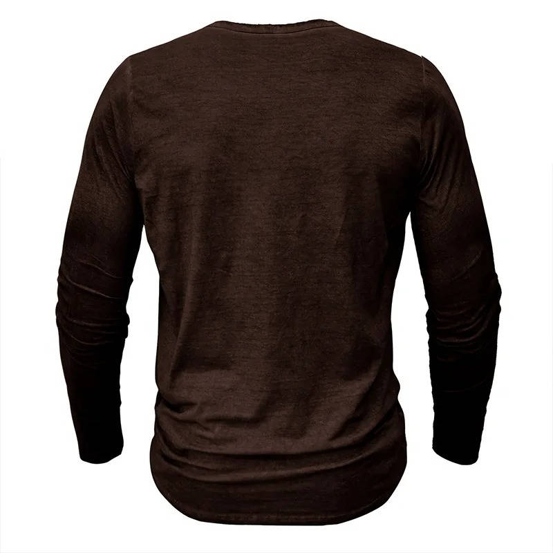Men's Long Sleeve Henley | Knit Blend Button Neckline Relaxed Fit