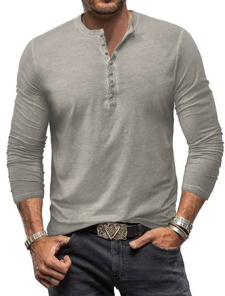 Men's Long Sleeve Henley | Knit Blend Button Neckline Relaxed Fit