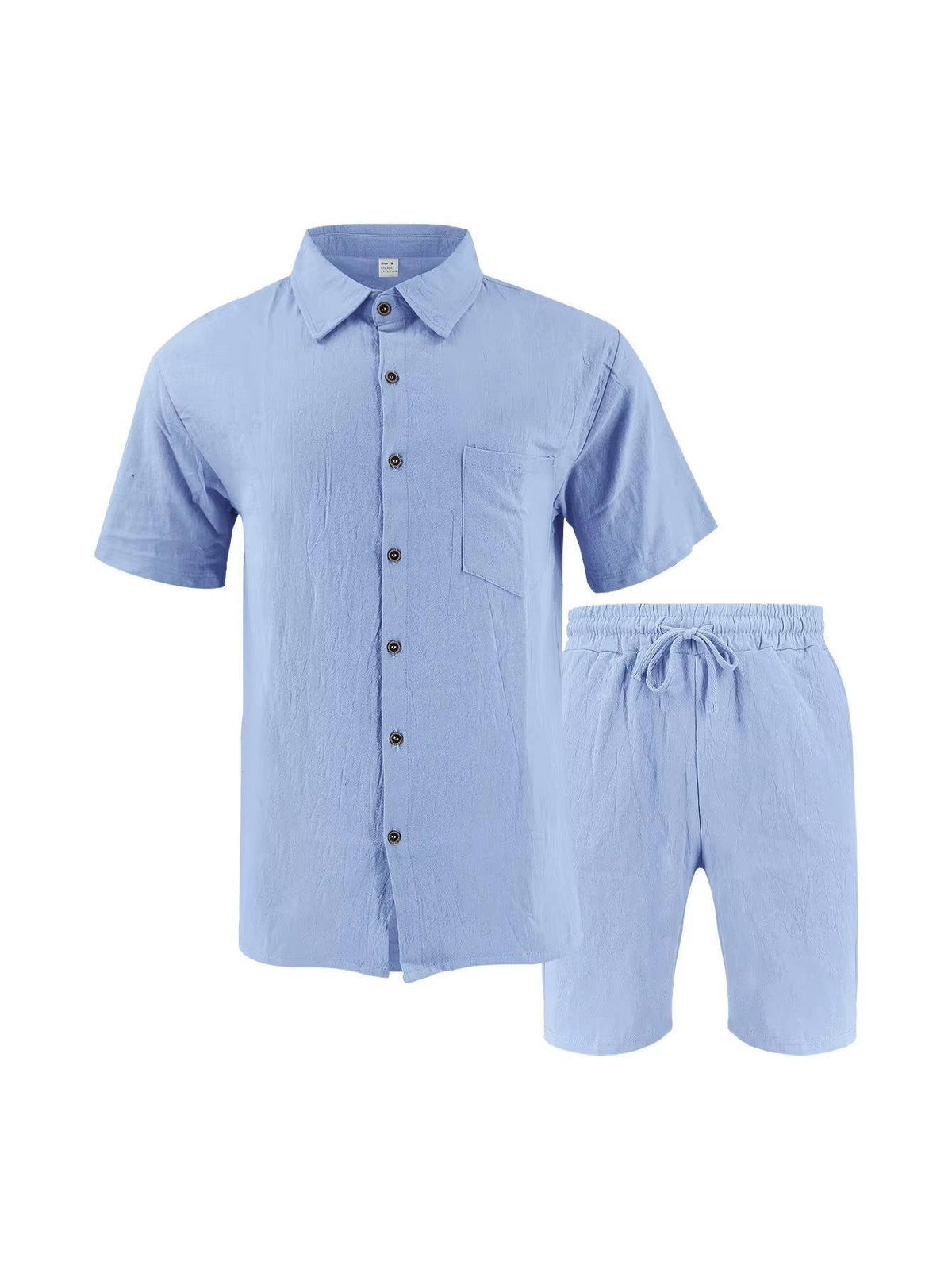Men's Beach Shorts | Short Sleeve Button-Up Collared Linen
