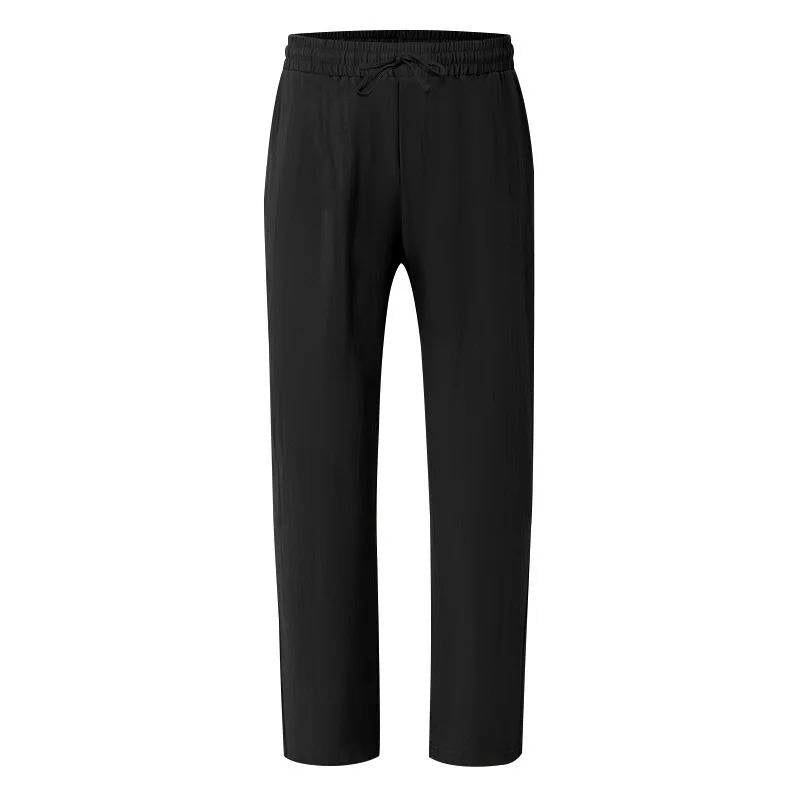 Men's White Linen Slacks | Drawstring Waist Relaxed Straight Leg