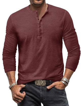 Men's Long Sleeve Henley | Knit Blend Button Neckline Relaxed Fit