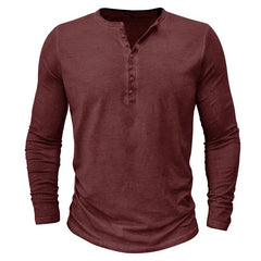 Men's Long Sleeve Henley | Knit Blend Button Neckline Relaxed Fit