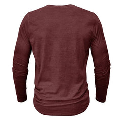 Men's Long Sleeve Henley | Knit Blend Button Neckline Relaxed Fit