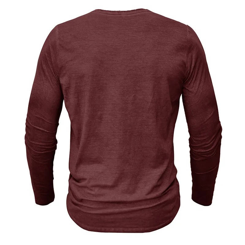 Men's Long Sleeve Henley | Knit Blend Button Neckline Relaxed Fit