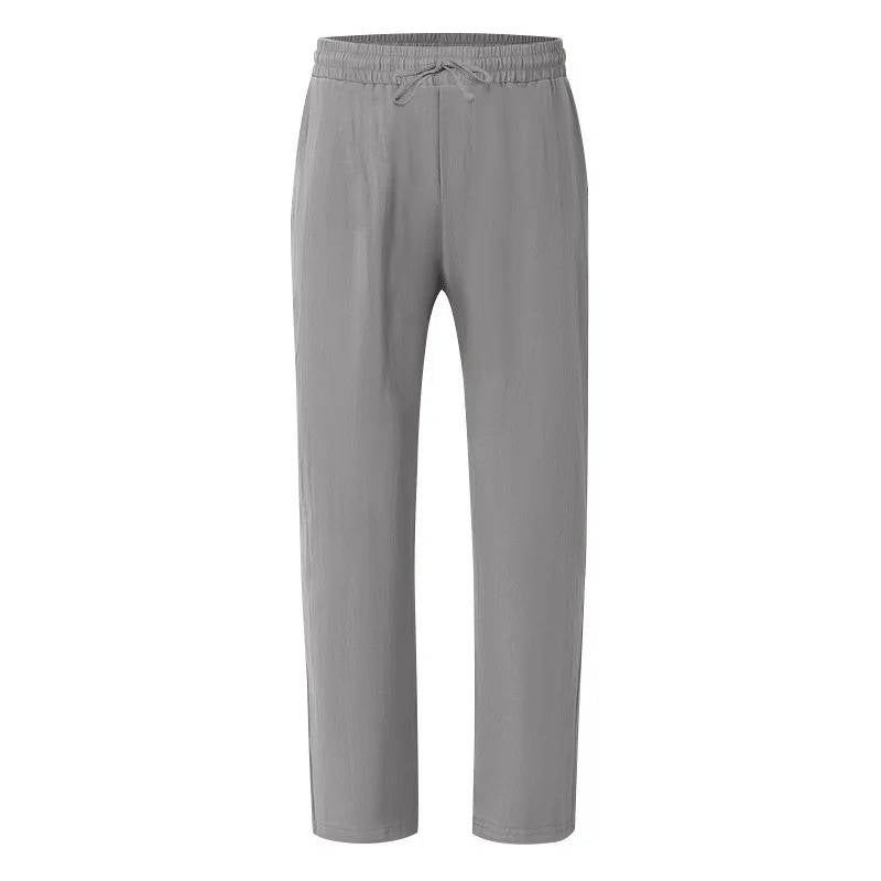 Men's White Linen Slacks | Drawstring Waist Relaxed Straight Leg
